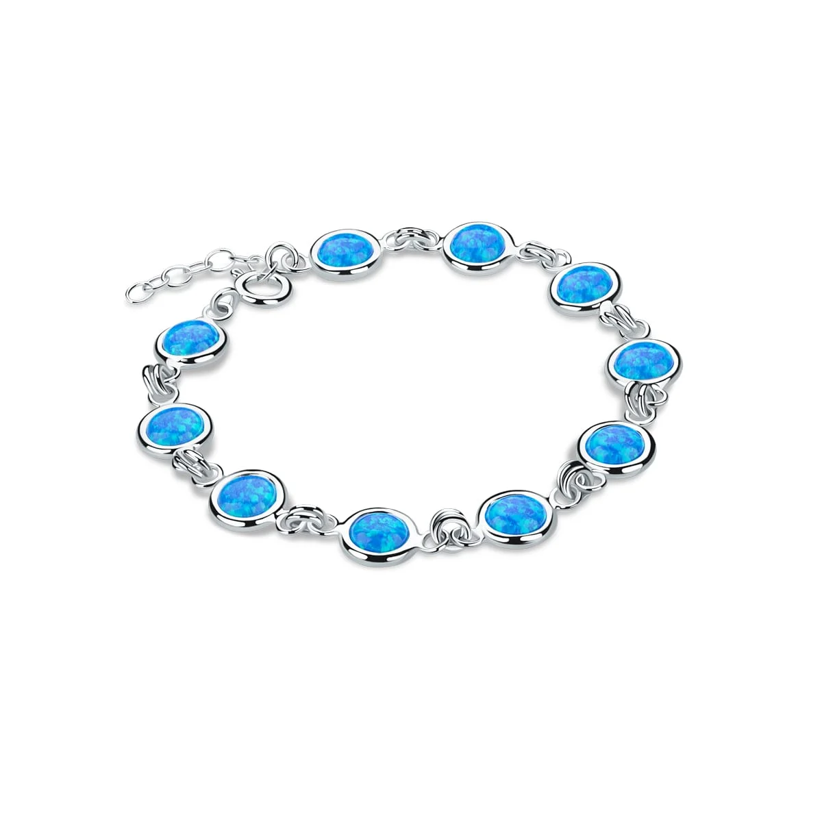 Bransoletka srebrna round opal turkusowy