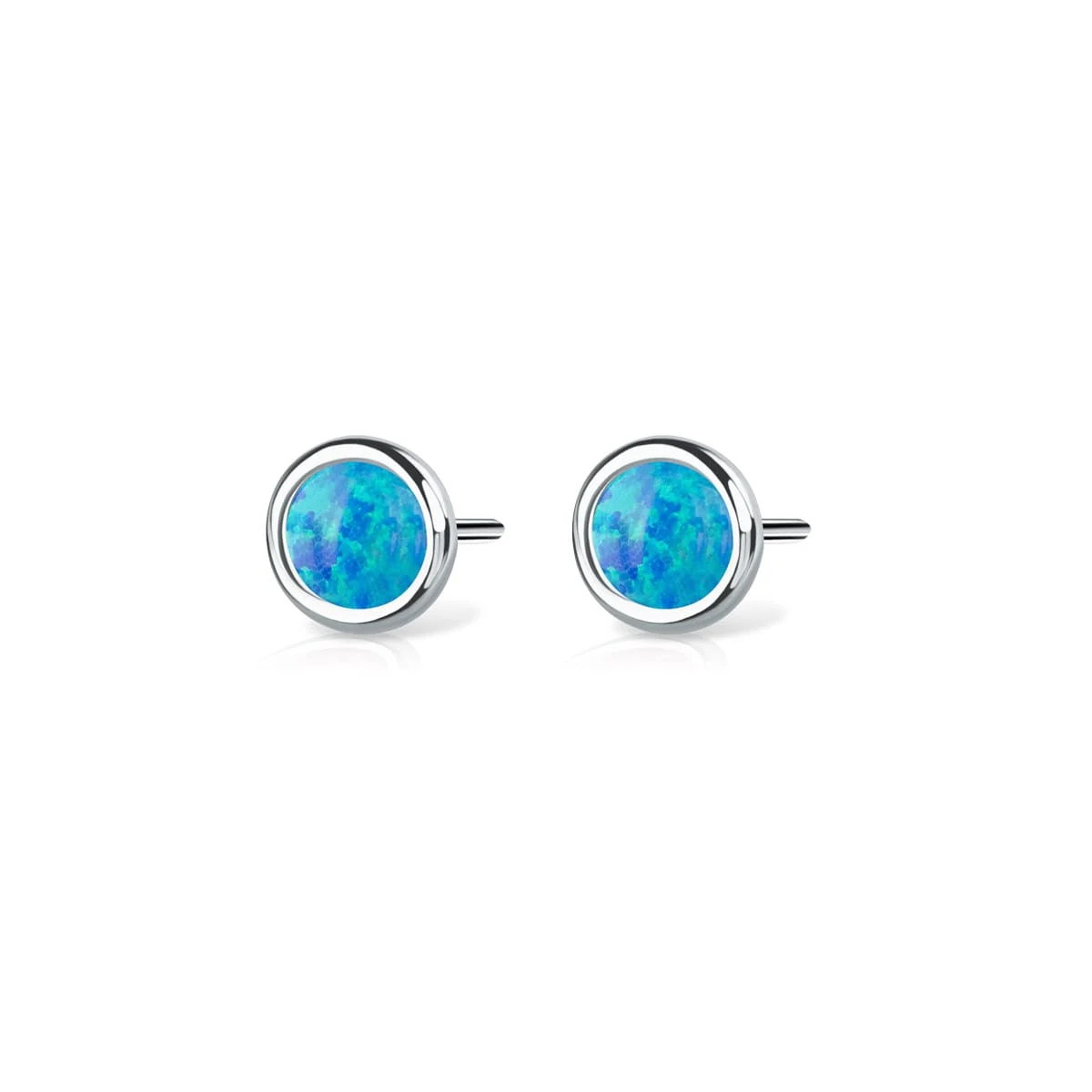 Kolczyki srebrne round opal turkusowy
