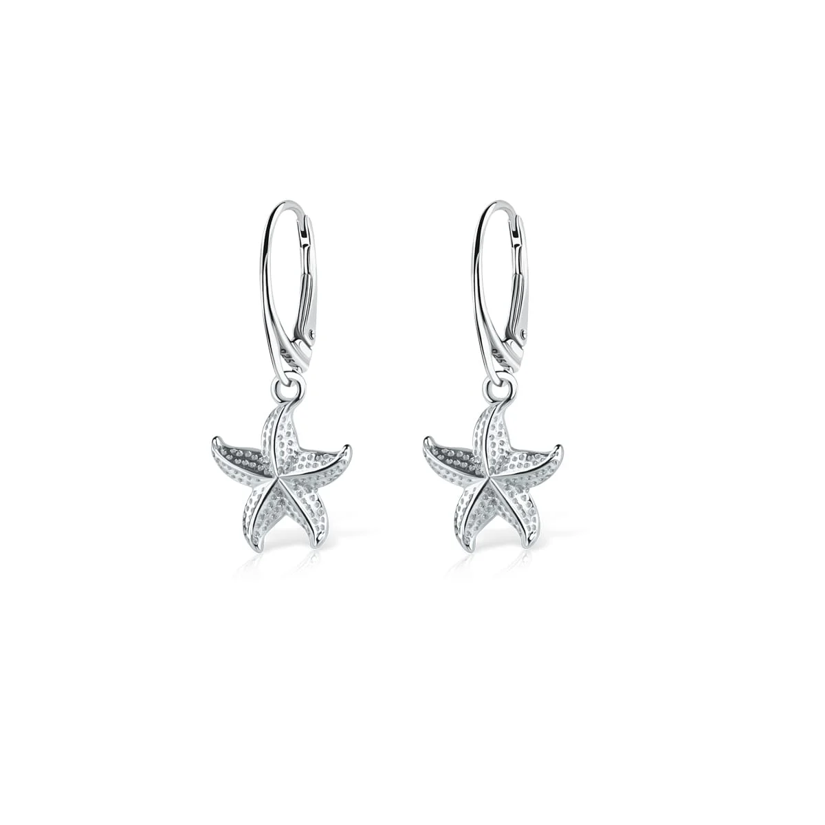 Kolczyki srebrne wiszące starfish