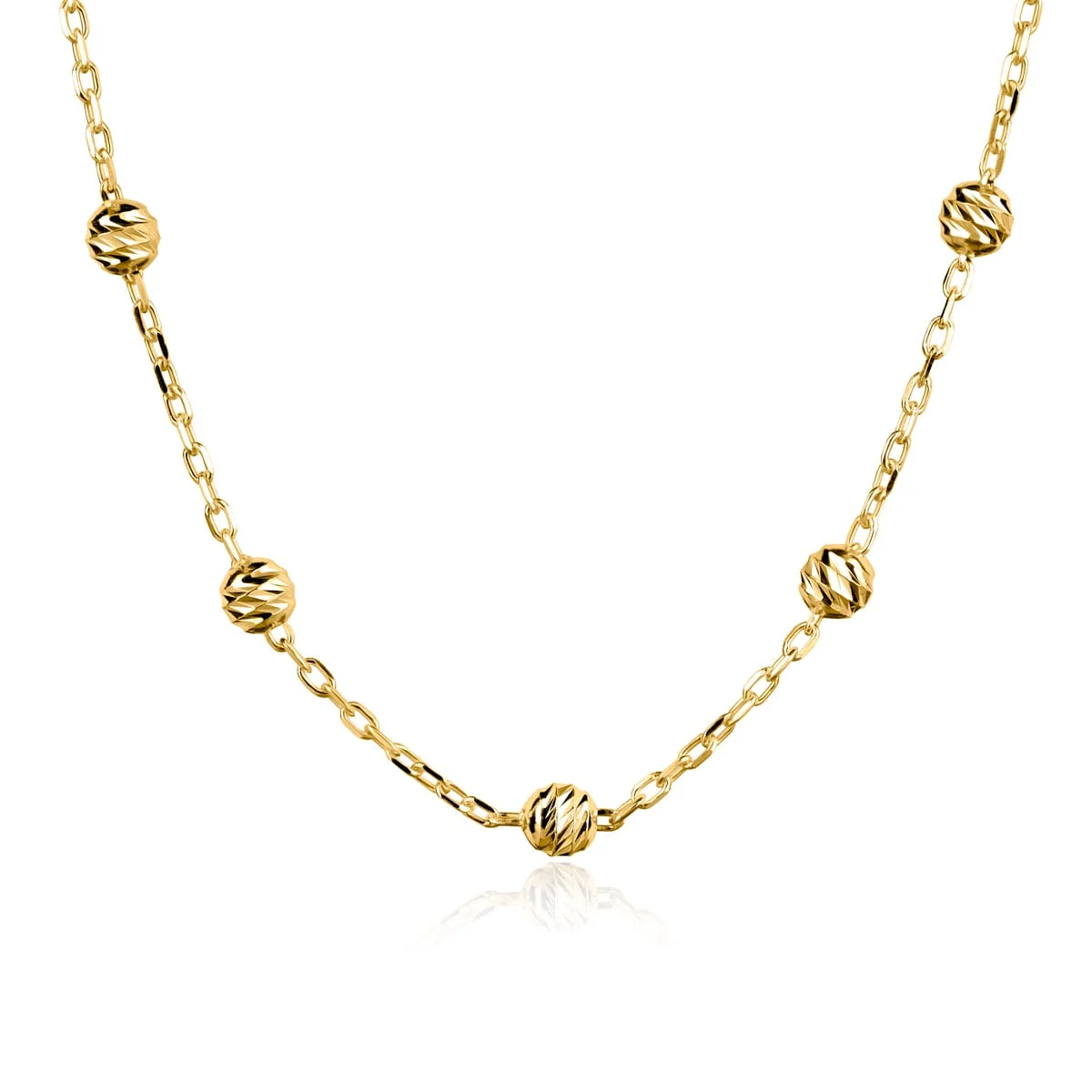 Łańcuszek pozłacany ankier z kulkami diamentowanymi 55 cm