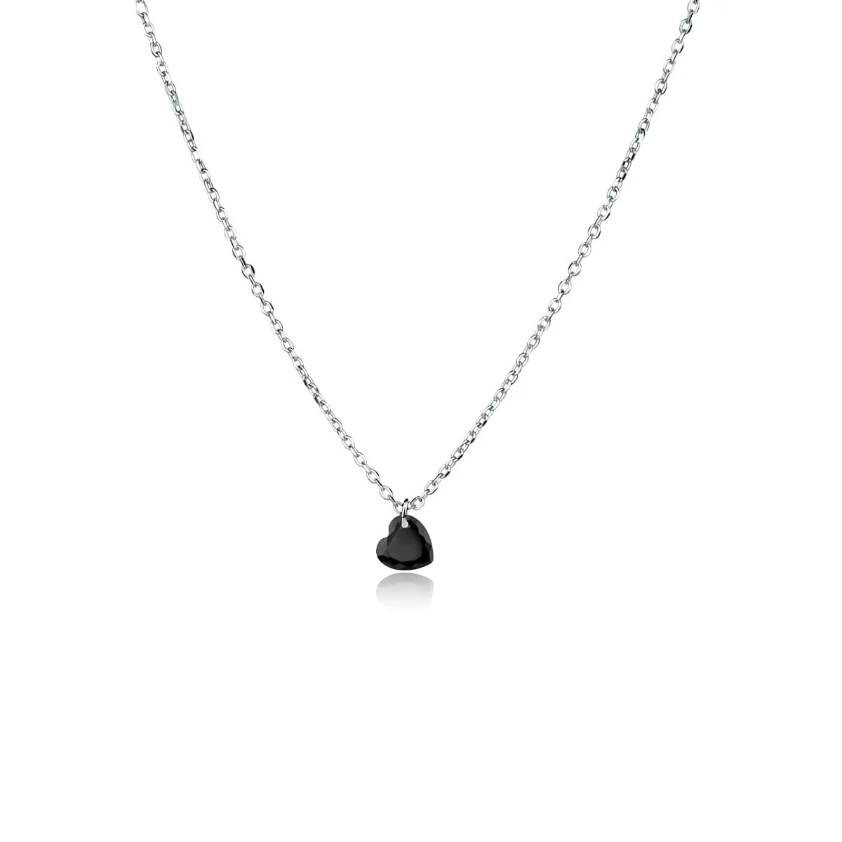Naszyjnik celebrytka srebrna crystal heart black