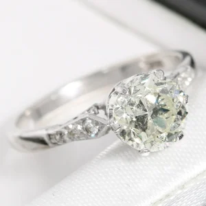 Złoty pierścionek z diamentem 1.55ct w starym szlifie ANTYK 18K